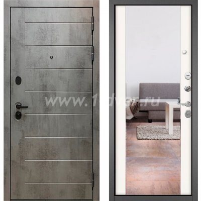 Входная дверь Бульдорс (Mastino) Trust MASS-90 бетон темный 9S-136, белый софт 9S-164, зеркало