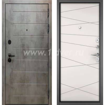 Входная дверь Бульдорс (Mastino) Trust MASS-90 бетон темный 9S-136, белый софт 9S-130