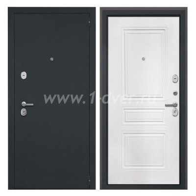 Входная дверь Интекрон Гектор черный шелк, ФЛ-243-м белая матовая