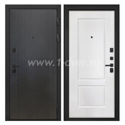 Входная дверь Интекрон Профит лофт черный, КВ-2 белая матовая