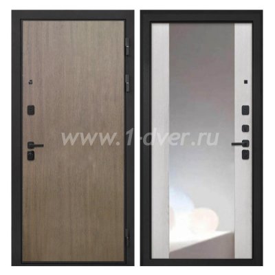 Входная дверь Интекрон Профит шпон венге коричневый, ФЛЗ-516 сосна белая, зеркало