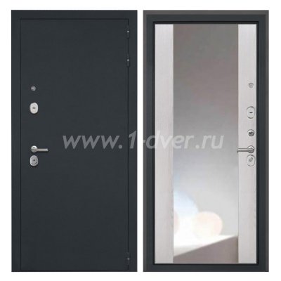 Входная дверь Интекрон Греция черный шелк, ФЛЗ-516 сосна белая, зеркало