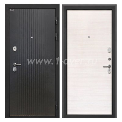 Входная дверь Интекрон Сицилия Remix лофт черный, дуб сильвер поперечный