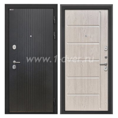 Входная дверь Интекрон Сицилия Remix лофт черный, ФЛ-102 сосна белая