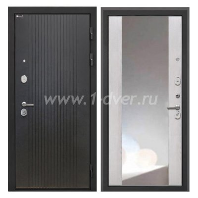 Входная дверь Интекрон Сицилия Remix лофт черный, ФЛЗ-516 сосна белая, зеркало