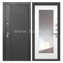 Входная дверь Интекрон Олимпия лофт черный, ФЛЗ120М белая матовая, зеркало