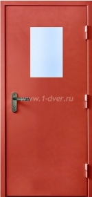 Противопожарная металлическая дверь со стеклом П-дд-4 с установкой
