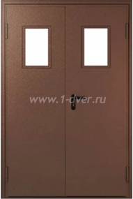 Огнестойкая двупольная дверь со стеклом П-дд-14 - герметичные входные двери с установкой