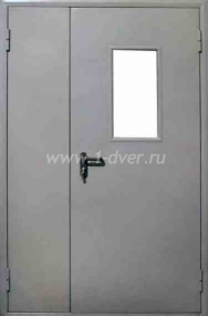 Противопожарная двупольная дверь со стеклом П-дд-19 с установкой