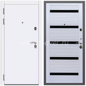 Входная дверь Армада Кварц СБ-14 Черное стекло Сандал белый 16 мм - готовые металлические двери с установкой