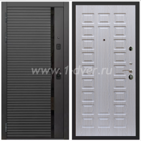 Входная дверь Армада Каскад black ФЛ-183 Беленый дуб 16 мм - черные металлические двери  с установкой