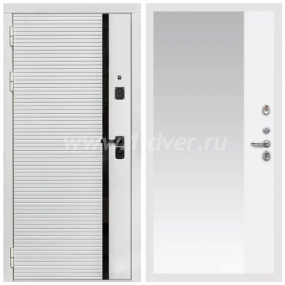 Входная дверь Армада Каскад white ФЛЗ-Панорама-1 Белый матовый 16 мм - металлические двери с зеркалом с установкой