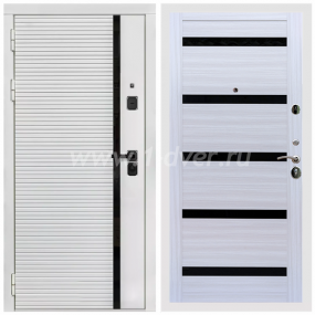 Входная дверь Армада Каскад white СБ-14 Черное стекло Сандал белый 16 мм с установкой