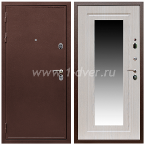 Входная дверь Армада Престиж Антик медь ФЛЗ-120 Беленый дуб 16 мм - металлические двери с зеркалом с установкой