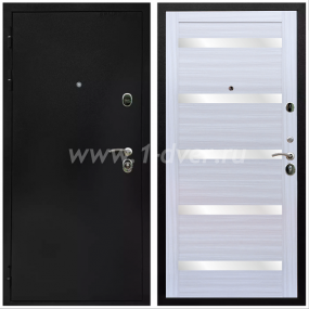 Входная дверь Армада Престиж Черная шагрень СБ-14 Белое стекло Сандал белый 16 мм - металлические двери 1,5 мм с установкой