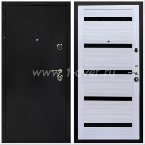 Входная дверь Армада Престиж Черная шагрень СБ-14 Черное стекло Сандал белый 16 мм - металлические двери 1,5 мм с установкой
