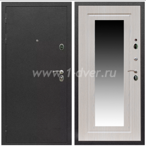 Входная дверь Армада Престиж Черный шелк ФЛЗ-120 Беленый дуб 16 мм - металлические двери с зеркалом с установкой