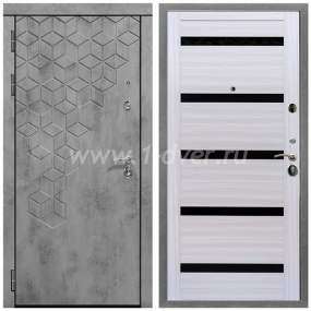 Входная дверь Армада Квадро СБ-14 Черное стекло Сандал белый 16 мм - входные двери в Мытищах с установкой