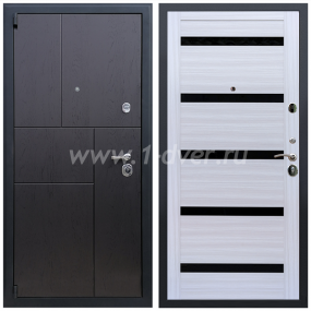 Входная дверь Армада Бастион СБ-14 Черное стекло Сандал белый 16 мм - готовые металлические двери с установкой