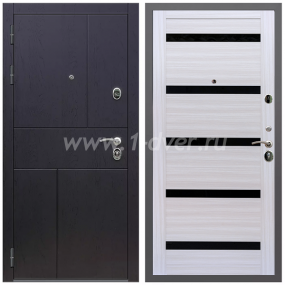 Входная дверь Армада Оникс СБ-14 Черное стекло Сандал белый 16 мм - левые входные двери с установкой