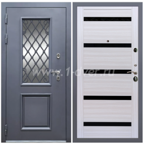 Входная дверь Армада Корса Премиум СБ-14 Черное стекло Сандал белый 16 мм - входные двери в Люберцах с установкой