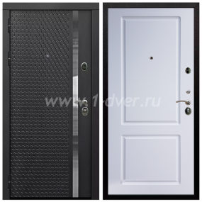 Входная дверь Армада Престиж Черная шагрень ФЛН-501 ФЛ-117 Белый матовый 16 мм - черные металлические двери  с установкой