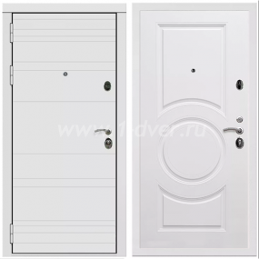 Входная дверь Армада Престиж Белая шагрень Белый матовый линии горизонт МС-100 Белый матовый 16 мм - металлические двери по индивидуальным размерам с установкой