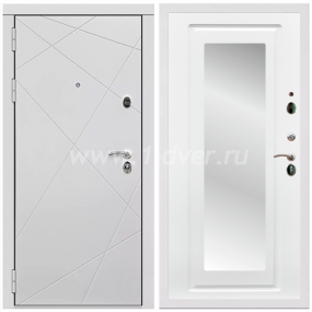 Входная дверь Армада Тесла ФЛЗ-120 Ясень белый 16 мм - металлические двери с зеркалом с установкой