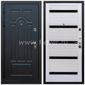 Входная дверь Армада Эврика СБ-14 Черное стекло Сандал белый 16 мм - входные двери цвета венге с установкой