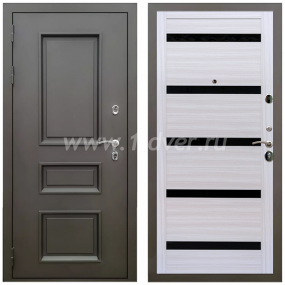 Входная дверь Армада Термо Корса (Фаренгейт) СБ-14 Черное стекло Сандал белый 16 мм с установкой
