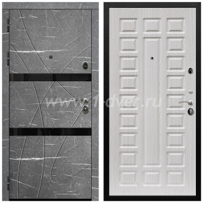 Входная дверь Армада Престиж Черная шагрень Торос графит ФЛС-25 ФЛ-183 Сандал белый 16 мм - наружные металлические утепленные двери с установкой