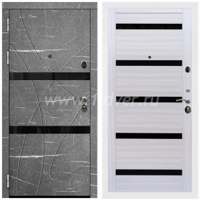 Входная дверь Армада Престиж Белая шагрень Торос графит ФЛС-25 СБ-14 Черное стекло Сандал белый 16 мм - одностворчатые металлические двери с установкой