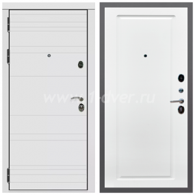 Входная дверь Армада Гарант Белый матовый линии горизонт ФЛ-119 Ясень белый 16 мм - легкие металлические двери с установкой