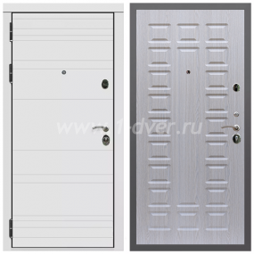 Входная дверь Армада Гарант Белый матовый линии горизонт ФЛ-183 Беленый дуб 16 мм - одностворчатые металлические двери с установкой