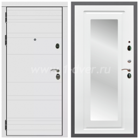 Входная дверь Армада Гарант Белый матовый линии горизонт ФЛЗ-120 Ясень белый 16 мм - легкие металлические двери с установкой