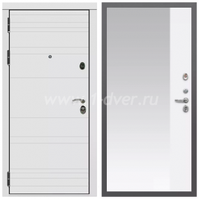 Входная дверь Армада Гарант Белый матовый линии горизонт ФЛЗ-Панорама-1 Белый матовый 16 мм - металлические двери с зеркалом с установкой