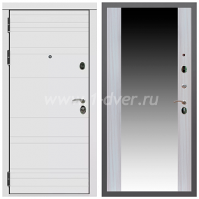 Входная дверь Армада Гарант Белый матовый линии горизонт СБ-16 Сандал белый 16 мм - металлические двери с зеркалом с установкой