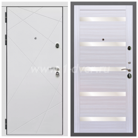 Входная дверь Армада Гарант Лофт белый ФЛ-291 СБ-14 Белое стекло Сандал белый 16 мм - легкие металлические двери с установкой