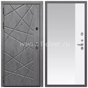 Входная дверь Армада Гарант Стоун грей ФЛ-69 ФЛЗ-Панорама-1 Белый матовый 16 мм - металлические двери с зеркалом с установкой