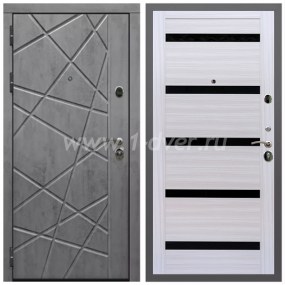 Входная дверь Армада Гарант Стоун грей ФЛ-69 СБ-14 Черное стекло Сандал белый 16 мм - легкие металлические двери с установкой