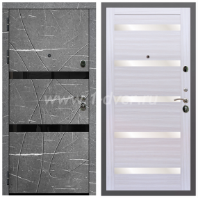 Входная дверь Армада Гарант Торос графит ФЛС-25 СБ-14 Белое стекло Сандал белый 16 мм - входные двери с шумоизоляцией с установкой