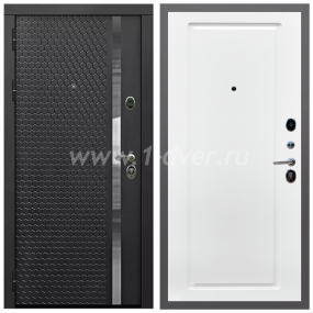 Входная дверь Армада Гарант Черная шагрень ФЛН-501 ФЛ-119 Белый матовый 16 мм - черные металлические двери  с установкой