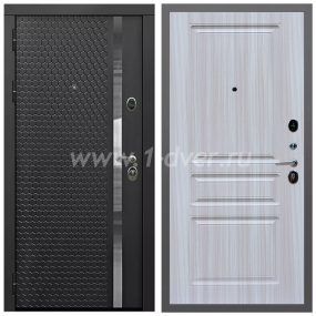 Входная дверь Армада Гарант Черная шагрень ФЛН-501 ФЛ-243 Сандал белый 16 мм - черные металлические двери  с установкой