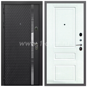 Входная дверь Армада Гарант Черная шагрень ФЛН-501 ФЛ-243 Ясень белый 16 мм - черные металлические двери  с установкой