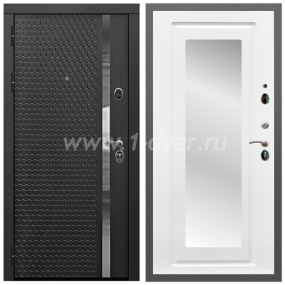 Входная дверь Армада Гарант Черная шагрень ФЛН-501 ФЛЗ-120 Ясень белый 16 мм - черные металлические двери  с установкой