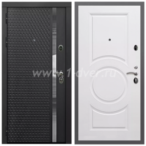 Входная дверь Армада Гарант Черная шагрень ФЛН-501 МС-100 Белый матовый 16 мм - черные металлические двери  с установкой