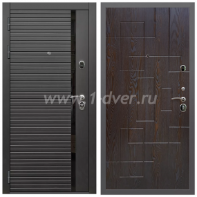 Входная дверь Армада Гарант Черная шагрень ФЛС-550 ФЛ-57 Дуб шоколадный 16 мм - темные входные двери с установкой