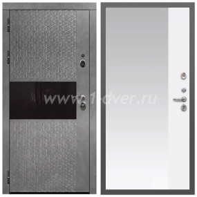 Входная дверь Армада Гарант Штукатурка графит ФЛС-502 ФЛЗ-Панорама-1 Белый матовый 16 мм - металлические двери с зеркалом с установкой