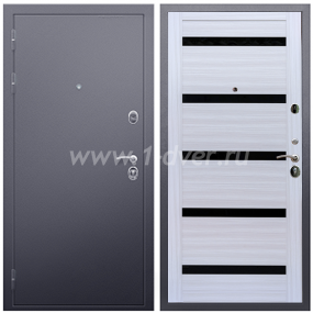 Входная дверь Армада Люкс Антик серебро СБ-14 Черное стекло Сандал белый 16 мм - легкие металлические двери с установкой