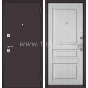Входная дверь Бульдорс (Mastino) Trust ECO-90 букле шоколад, МДФ ларче белый, ЕD-2 - металлические двери для дачи с установкой